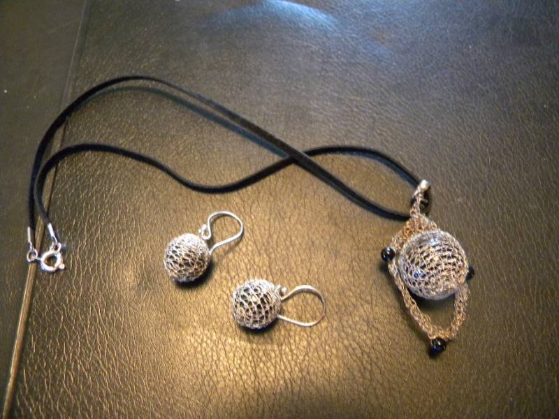 Sterling Silver Mesh Necklace & Earrings