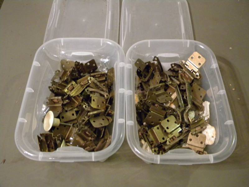 2 Totes of Cabinet Hardware