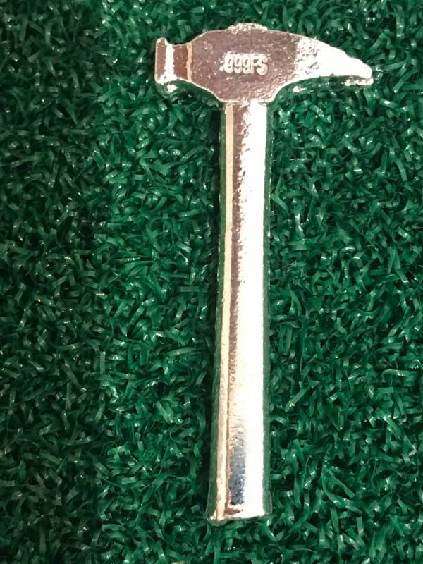 lot 5 image: One Ounce (1oz) .999 Silver Hand Poured Hammer Rare
