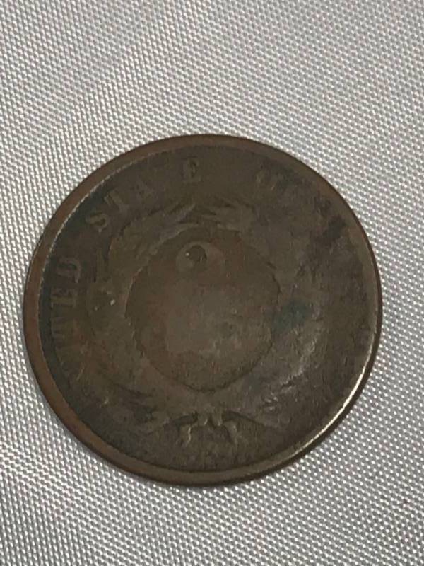 lot 6 image: 1865 Two Cent Coin from the Civil War