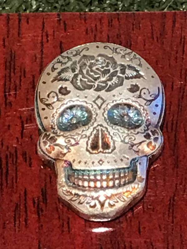 lot 10 image: 2 oz Silver .999 Sugar Skull Unique Find