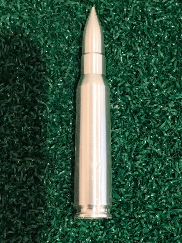 lot 16 image: 2 Ounce (2oz) .999 Silver .308 Ammo Bullet (not real ammunition)