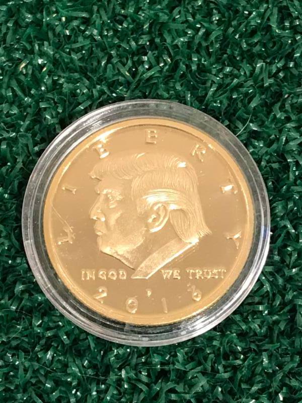 lot 22 image: 24K Gold Plated Donald Trump Coin