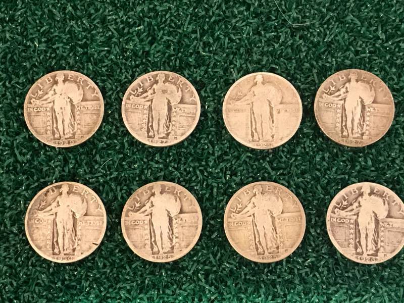 lot 23 image: Lot of 8 Standing Liberty Silver Quarters