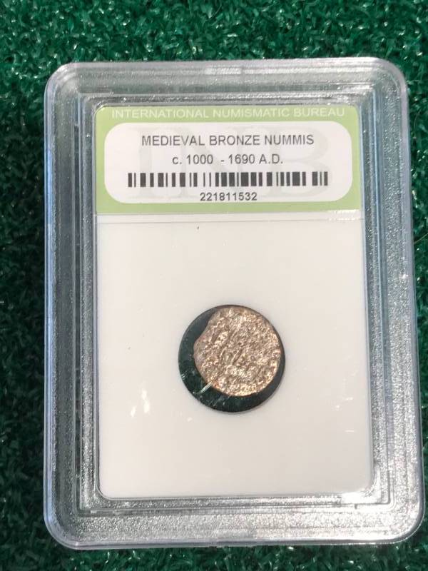 lot 57 image: Medieval Bronze Nummis Coin from 1000-1690 A.D.
