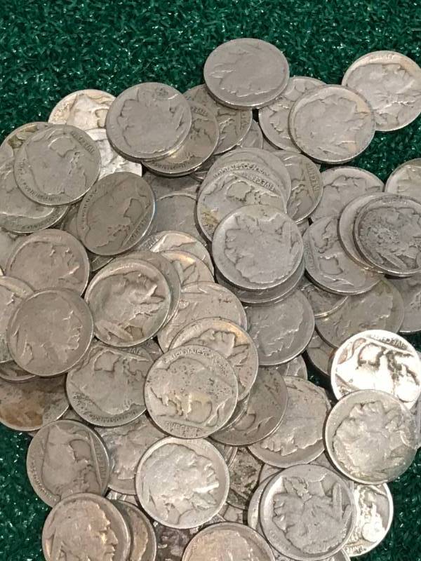 lot 72 image: Lot of 100 Buffalo Nickels