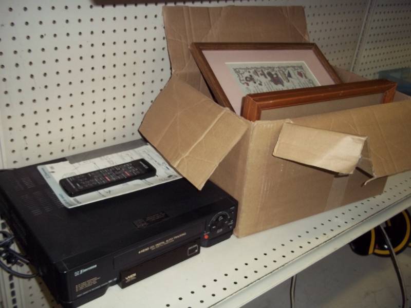 lot 77 image: VHS Player and picture frames