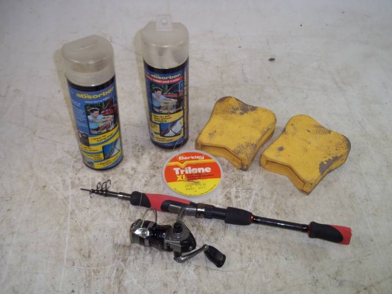 lot 99 image: Travel Fishing Rod and reel, Ladder bumpers and towels