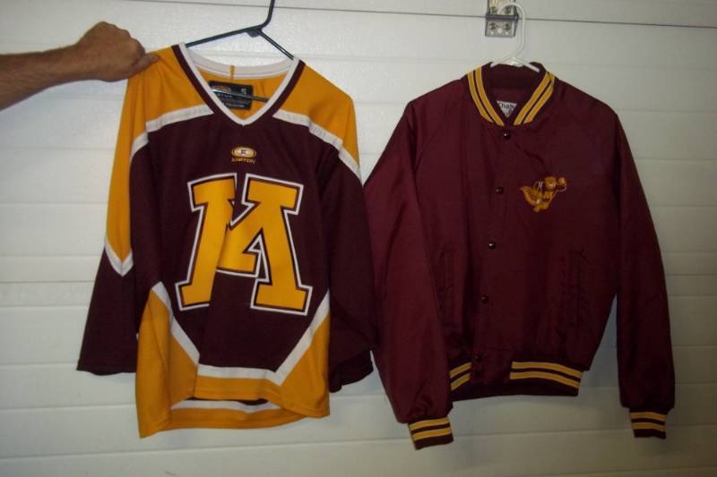 lot 156 image: Vintage Chalkline Jacket Minnesota Gophers  and U of M Hockey Jersey