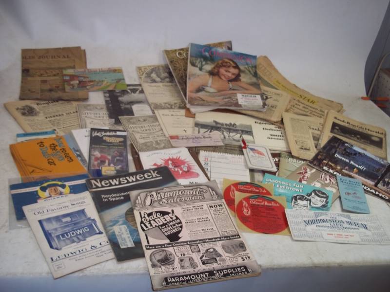 lot 164 image: Vintage Lot of newspapers, magazines Calendars and brochures
