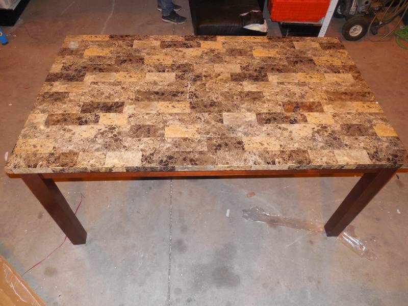 lot 19 image: Marble-Like Veneer Dining Table