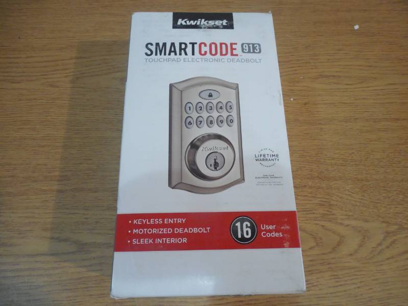 lot 82 image: Kwikset SmartCode 913 Satin Nickel Single Cylinder Electronic Deadbolt Featuring SmartKey Security