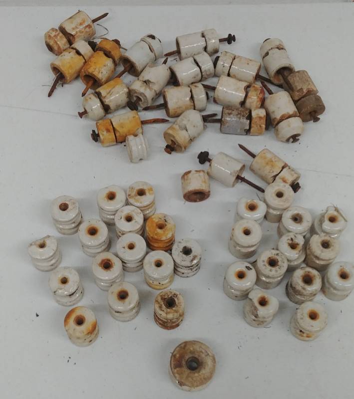 lot 52 image: Vintage Ceramic Wire Insulators