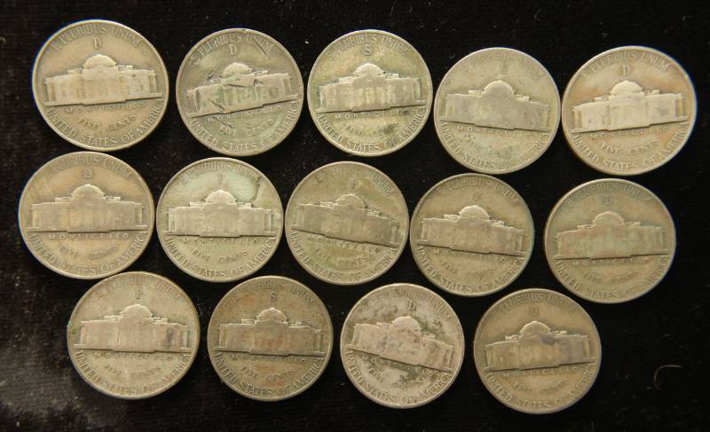 14 US WARTIME SILVER NICKELS