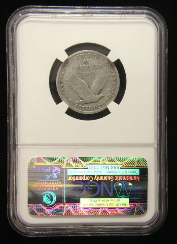 1917-D TYPE I (exposed breast no stars) STANDING LIBERTY QUARTER VF DETAILS NGC