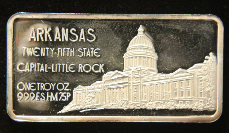 1 TROY OZ. .999 FINE SILVER BAR 50 STATES SERIES ARKANSAS