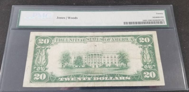 1929 FIRST NATIONAL BANK MEMPHIS TENNESSEE $20 NATIONAL BANK NOTE CHARTER#336 VF20 PMG CERTIFIED