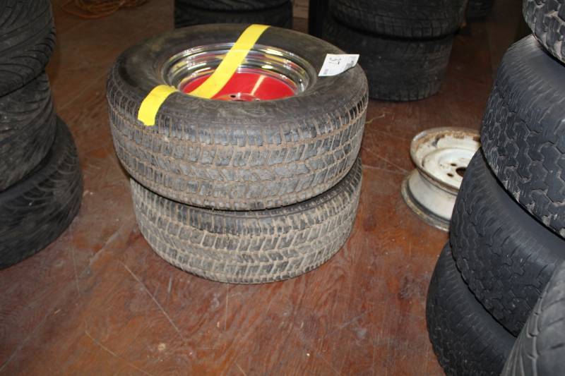 lot 37 image: Lot of (2) P23560R15 Tires w 15in. 5-Lug Wheels