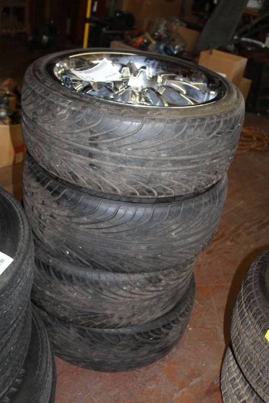 lot 35 image: Lot of (4) Falken GR3 P25535ZR20 Tires w Custom 20in. Wheels