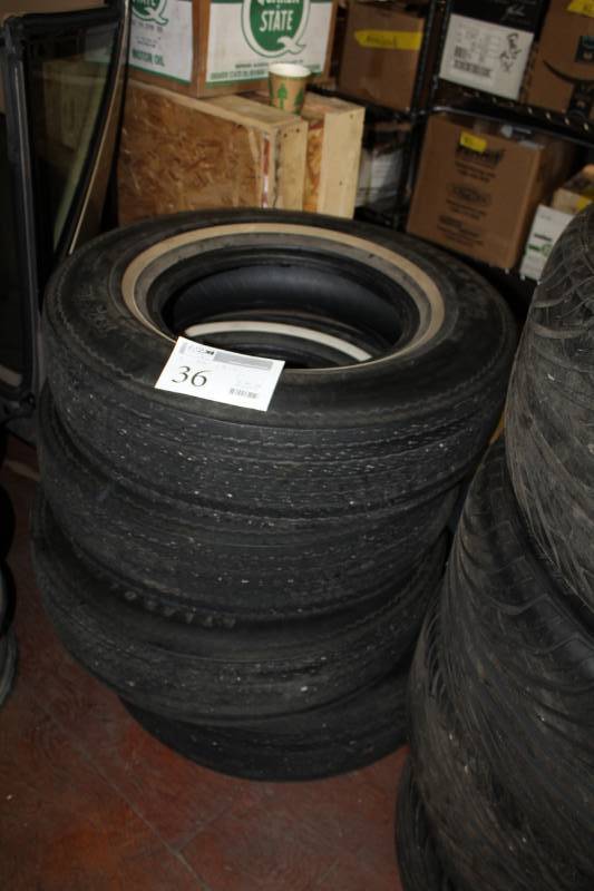 lot 36 image: Lot of (4) Atlas Fourty-Two Belted L78-15 Whitewall Tires