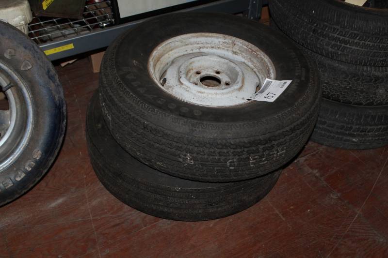 lot 67 image: Lot of (2) Goodyear P23575R15 Tires w 15in. 5-Lug Steel Wheels
