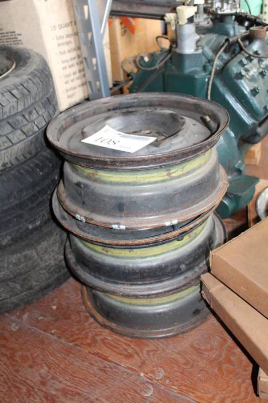 lot 108 image: Lot of (3) 5-Lug Steel Wheels