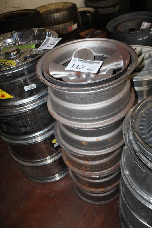 lot 112 image: Lot of (5) 5-Lug Steel Wheels