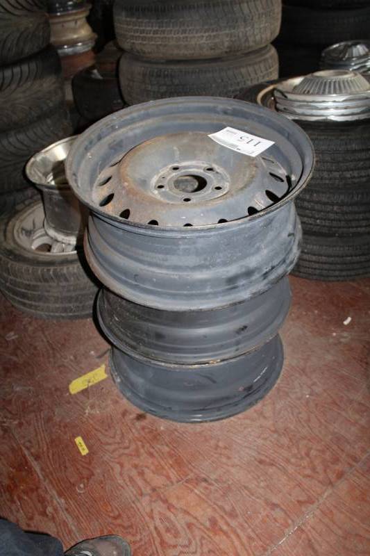 lot 115 image: Lot of (3) 5-Lug Steel Wheels