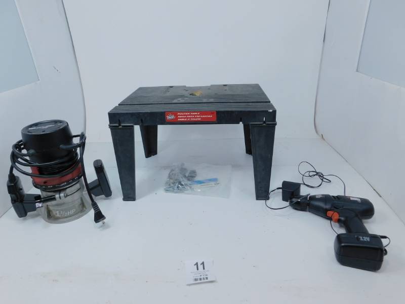 lot 11 image: Router--Router Table--Cordless Drill