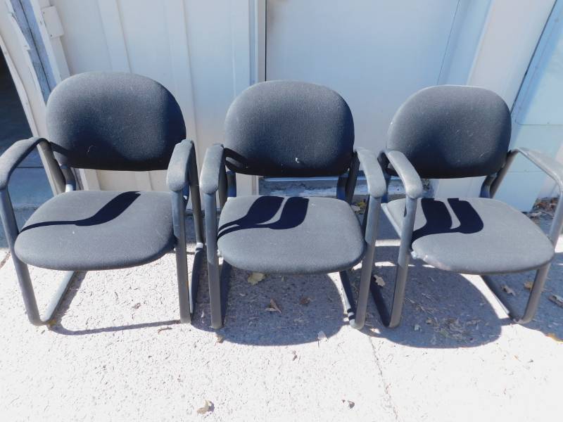 lot 31 image: Three Black Office Chairs