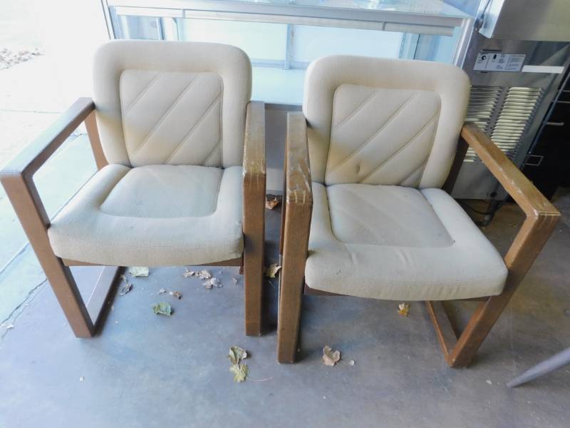 lot 35 image: Two Tan Upholstered Office Chairs