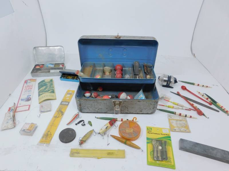 lot 51 image: Vintage Fishing Tackle Boxes With Vintage Lures, Etc,