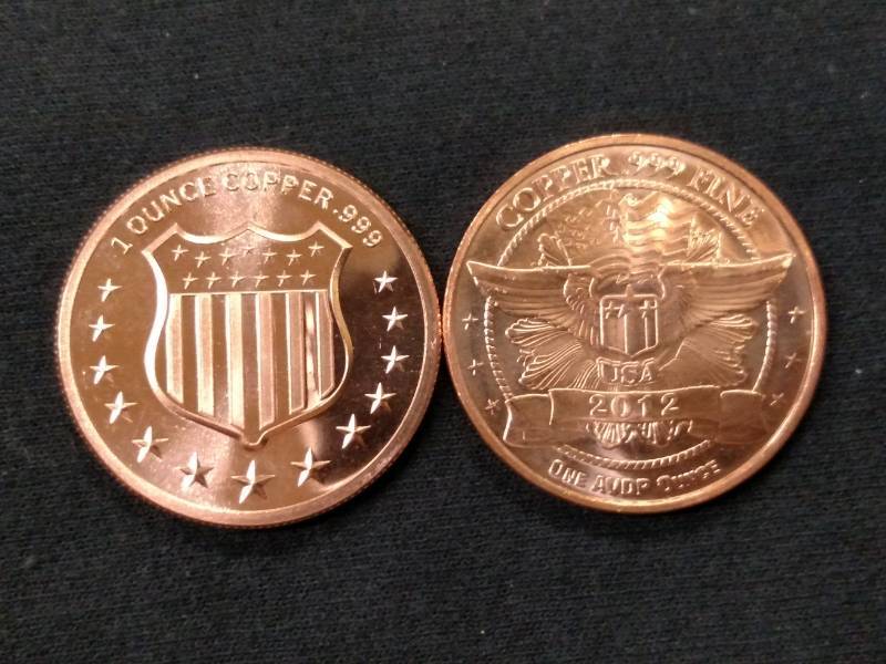 (2) One Ounce .999 Copper Coins...