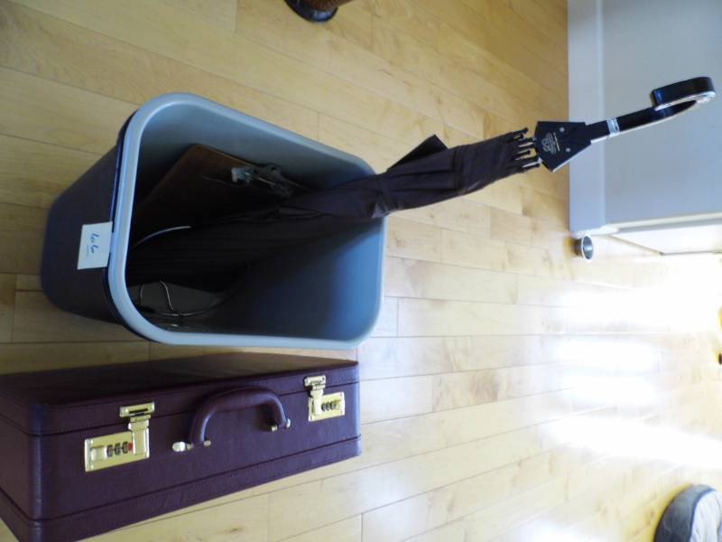 lot 66 image: Umbrella - Garbage Cans - Briefcase