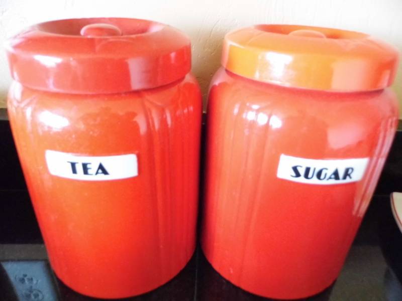 lot 86 image: Vintage Halls Cannisters