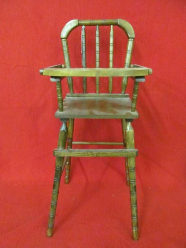 lot 49 image: Wooden doll high chair 27 tall