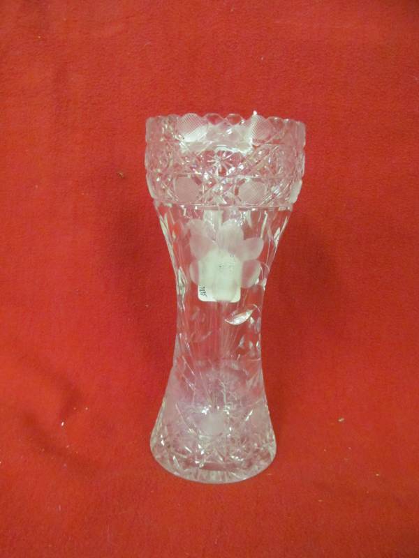 lot 61 image: Cut glass floor vase 12 tall