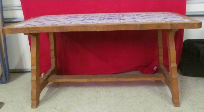 lot 162 image: Dutch Table, tile top inlaid (45 x 24 x 22)