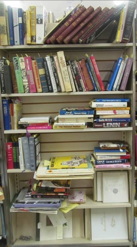 lot 168 image: Shelf section of books (Worlds best music books, nonfiction, Reader Digest, George Burns) shelf not included