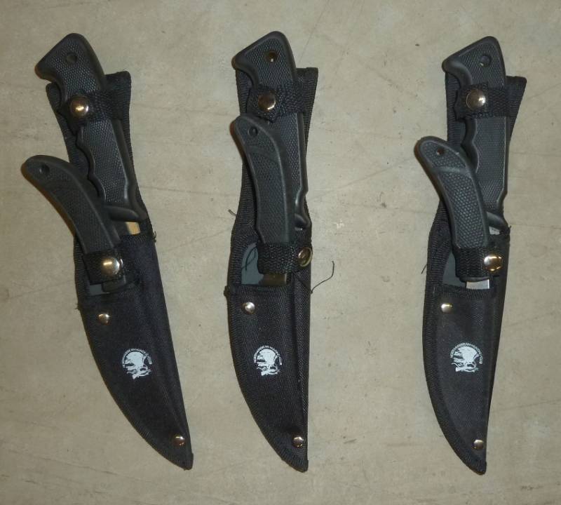 3 Hunting knife sets each with 2 knives and sheath - new