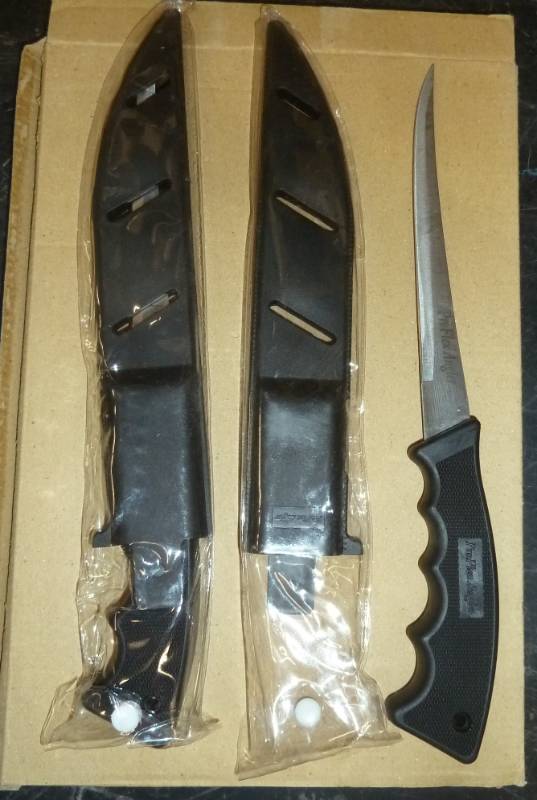 2 Pro flex Filet Knife with plastic sheath - new