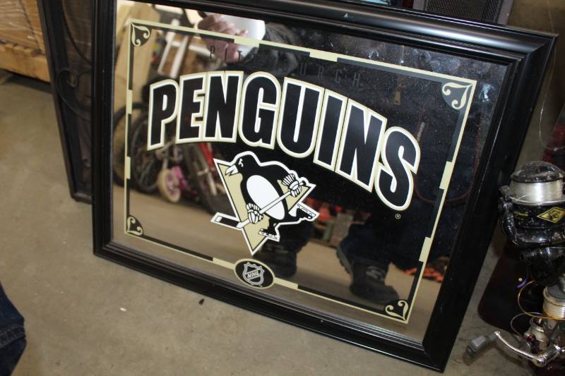 Penguins Ice Hockey Framed Mirror