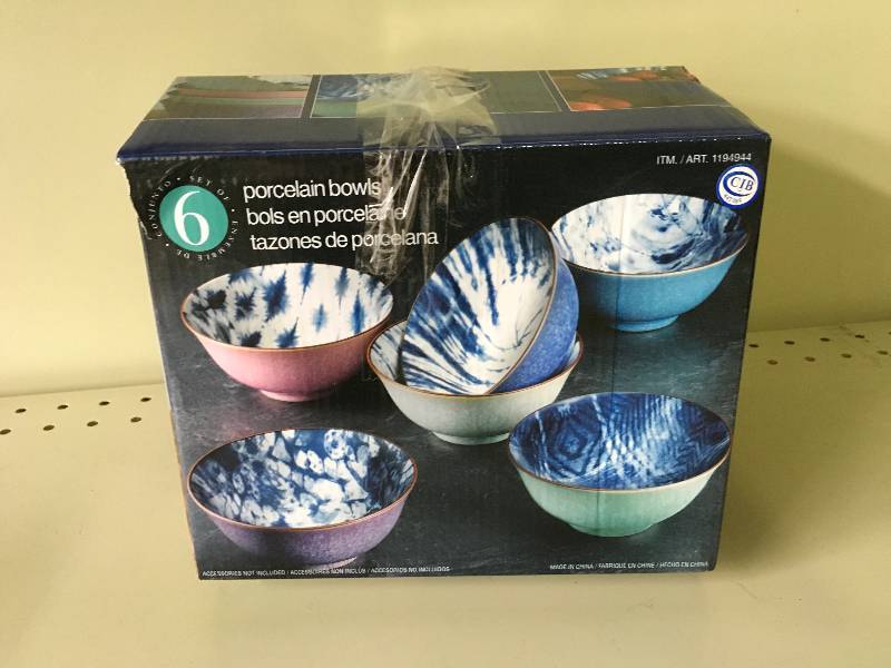 6PC Porcelain Pattern Bowls, Retail $16.99