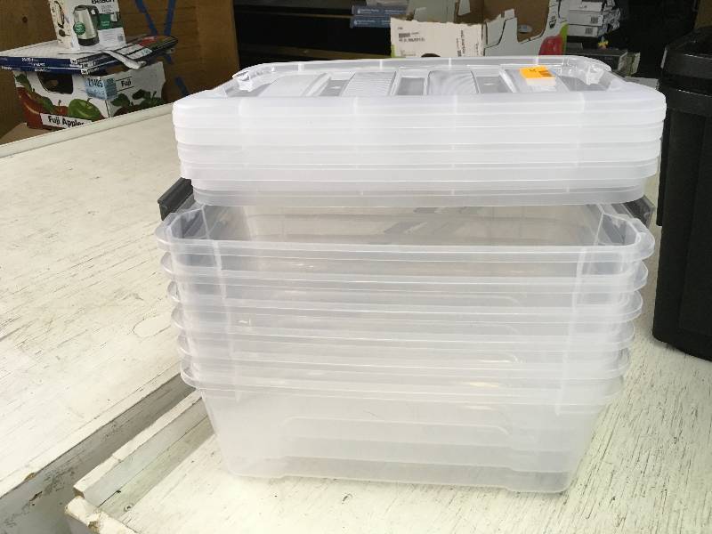 Six Plastic Totes