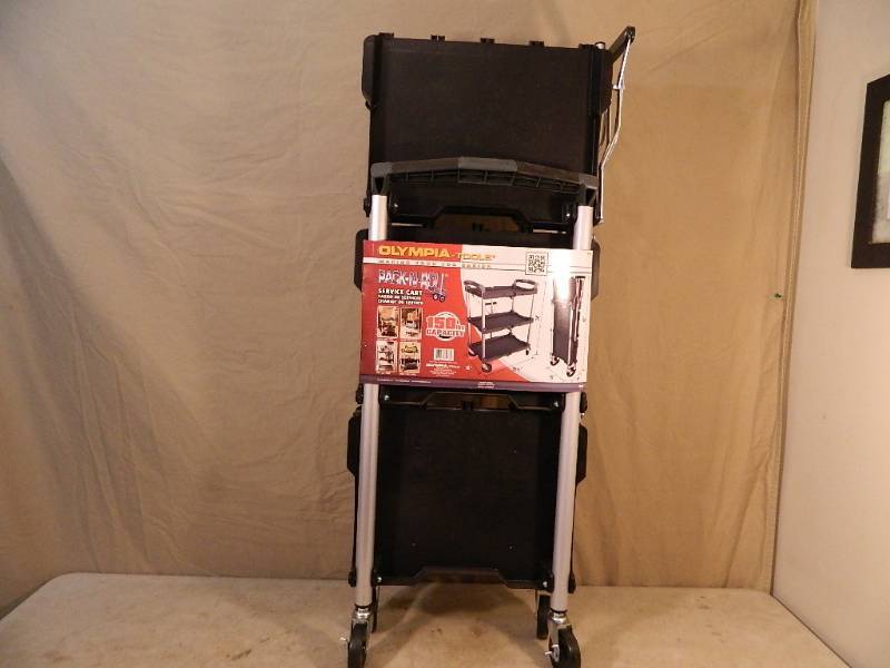 lot 46 image: New Olympia Pack-N-Roll Folding 3 Tier Service Cart