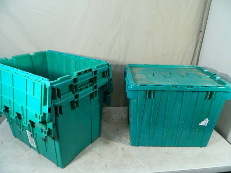 lot 75 image: 3 Commercial Totes with Hinged Lids