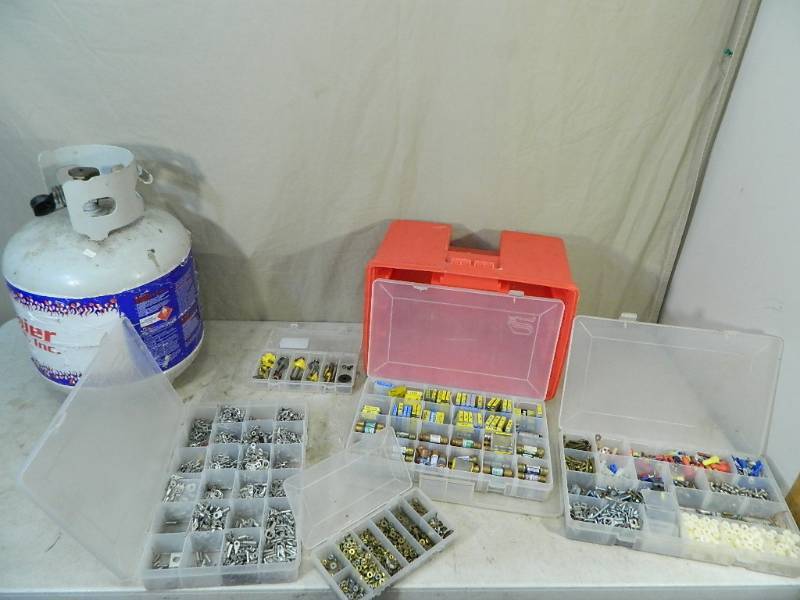 lot 97 image: Electrical Organizer and Propane Tank