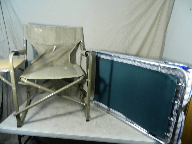 lot 106 image: Camping Cot, Camping Chair