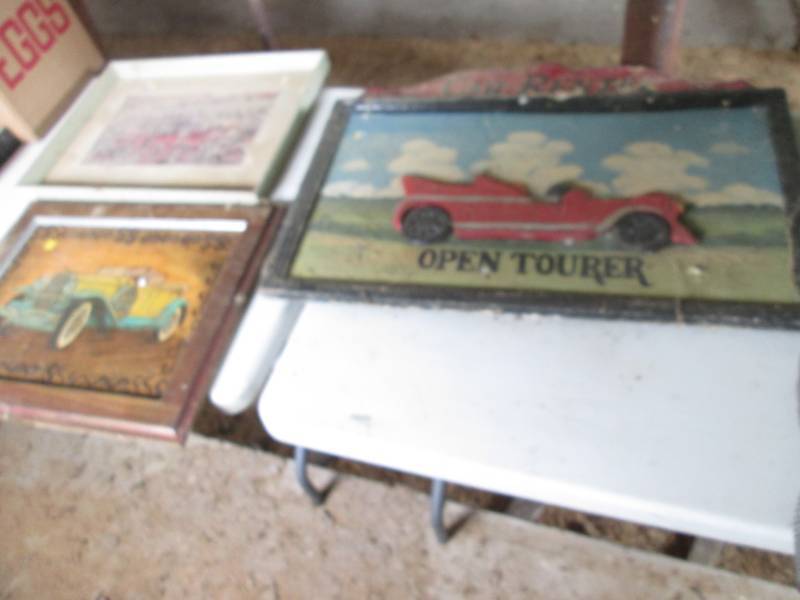lot 2 image: 3 vintage automotive pictures- 2 wo...