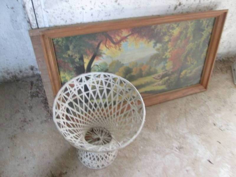 lot 28 image: Picture and wicker patio piece...